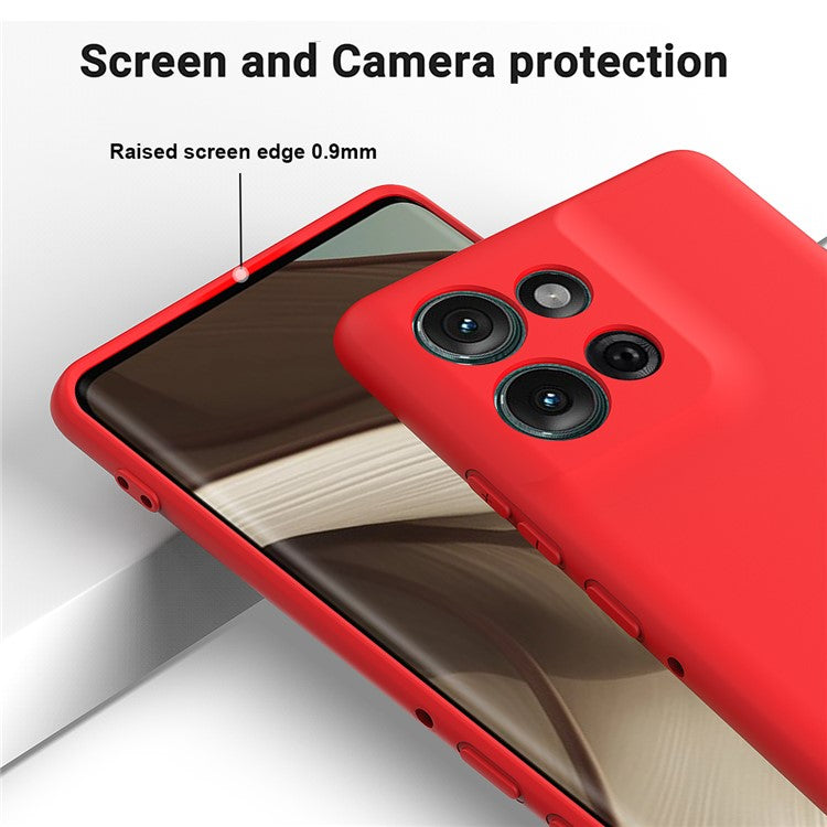 For Motorola Moto G75 5G Case Liquid Silicone Anti-Scratch Phone Cover with Hand Strap - Red