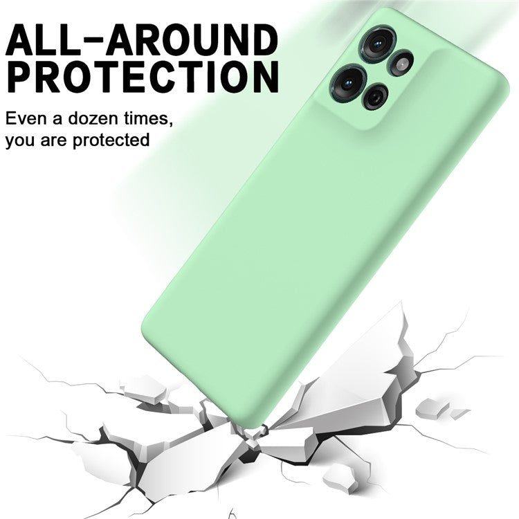 For Motorola Moto G75 5G Case Liquid Silicone Anti-Scratch Phone Cover with Hand Strap - Green