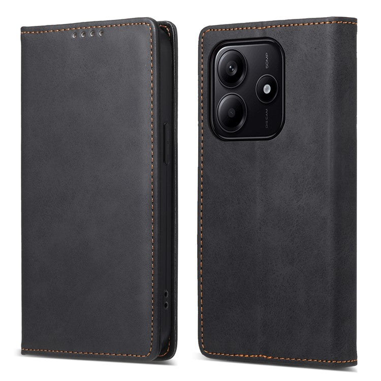 DF-05 For Xiaomi Redmi Note 14 5G / 14 4G Wallet Case RFID Blocking PU Leather Phone Cover - Black