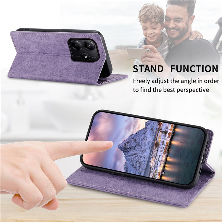 DF-05 For Xiaomi Redmi Note 14 5G / 14 4G Wallet Case RFID Blocking PU Leather Phone Cover - Purple