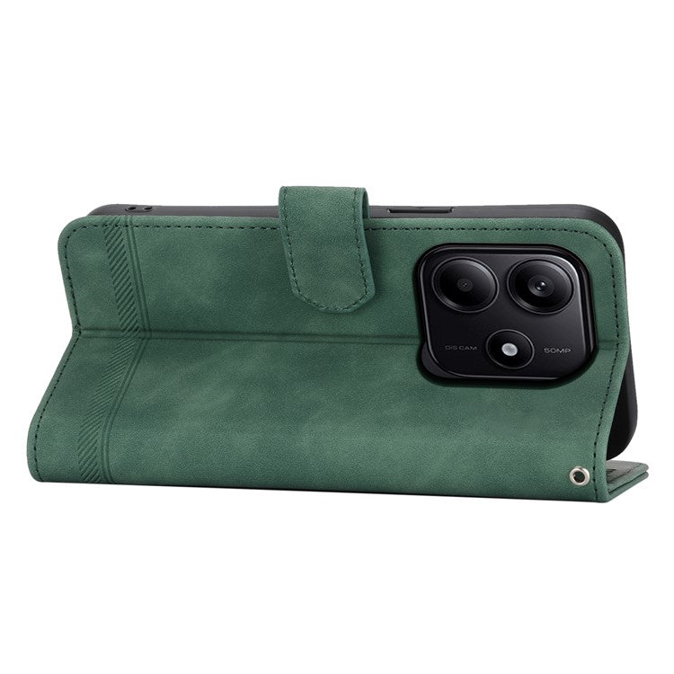 DIERFENG DF-03 For Xiaomi Redmi Note 14 5G / 14 4G Leather Case Lines Imprint Wallet Phone Cover - Green