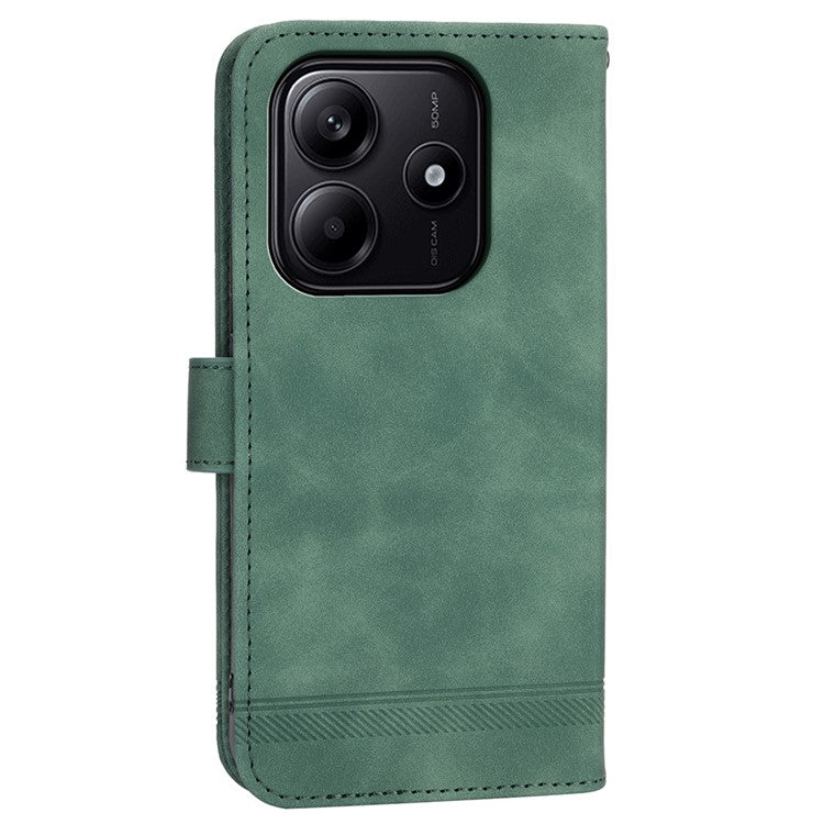 DIERFENG DF-03 For Xiaomi Redmi Note 14 5G / 14 4G Leather Case Lines Imprint Wallet Phone Cover - Green