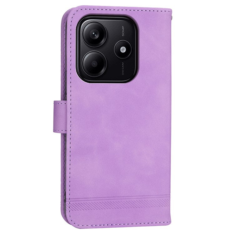 DIERFENG DF-03 For Xiaomi Redmi Note 14 5G / 14 4G Leather Case Lines Imprint Wallet Phone Cover - Purple