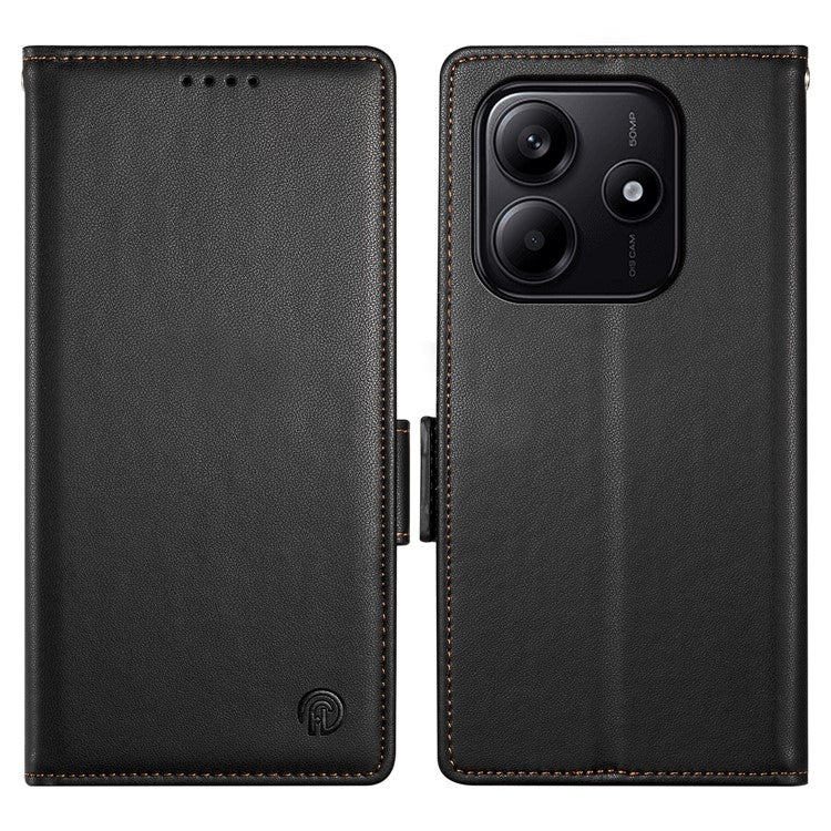 DF-010 For Xiaomi Redmi Note 14 5G / 14 4G Stand Case PU Leather Wallet Phone Cover - Black