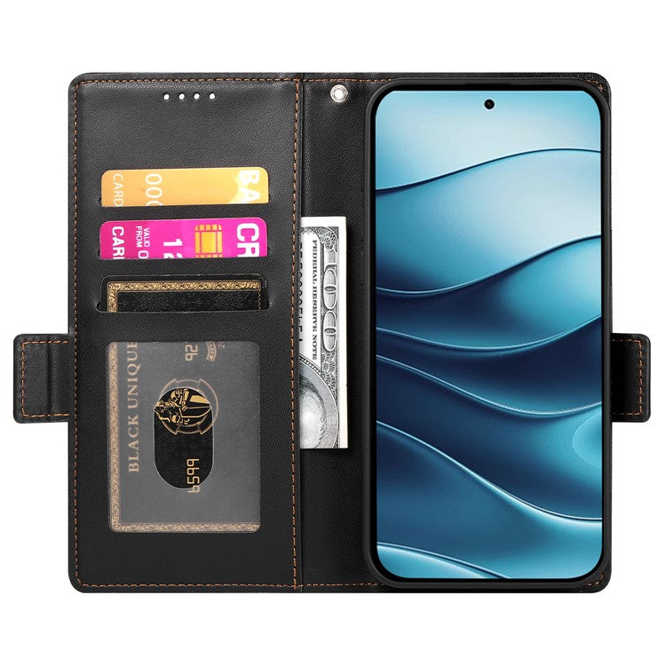 DF-010 For Xiaomi Redmi Note 14 5G / 14 4G Stand Case PU Leather Wallet Phone Cover - Black