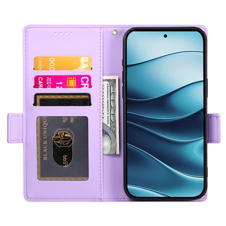 DF-010 For Xiaomi Redmi Note 14 5G / 14 4G Stand Case PU Leather Wallet Phone Cover - Purple