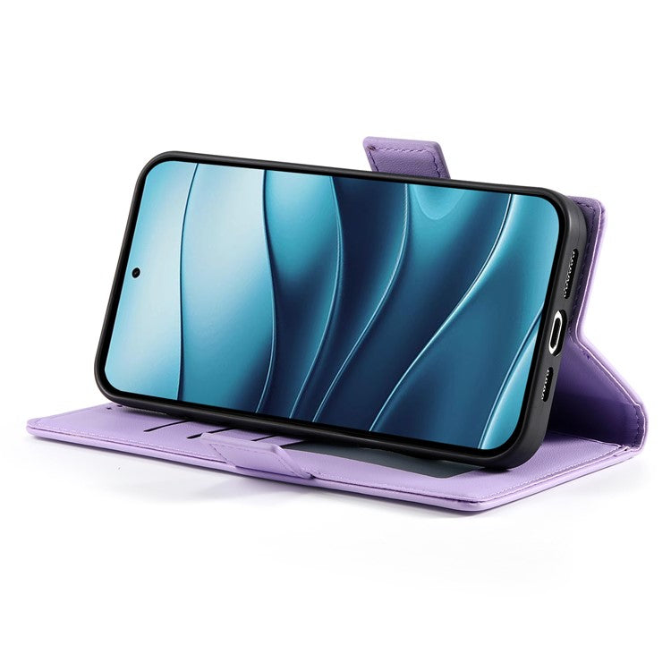 DF-010 For Xiaomi Redmi Note 14 5G / 14 4G Stand Case PU Leather Wallet Phone Cover - Purple