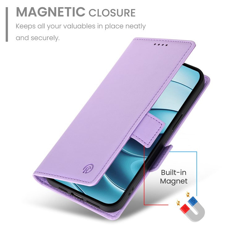 DF-010 For Xiaomi Redmi Note 14 5G / 14 4G Stand Case PU Leather Wallet Phone Cover - Purple
