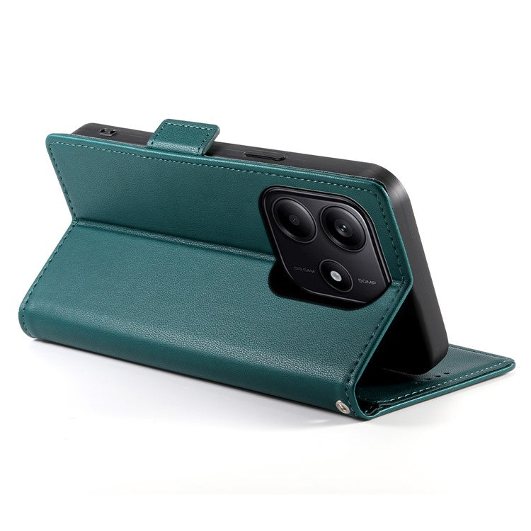DF-010 For Xiaomi Redmi Note 14 5G / 14 4G Stand Case PU Leather Wallet Phone Cover - Blackish Green