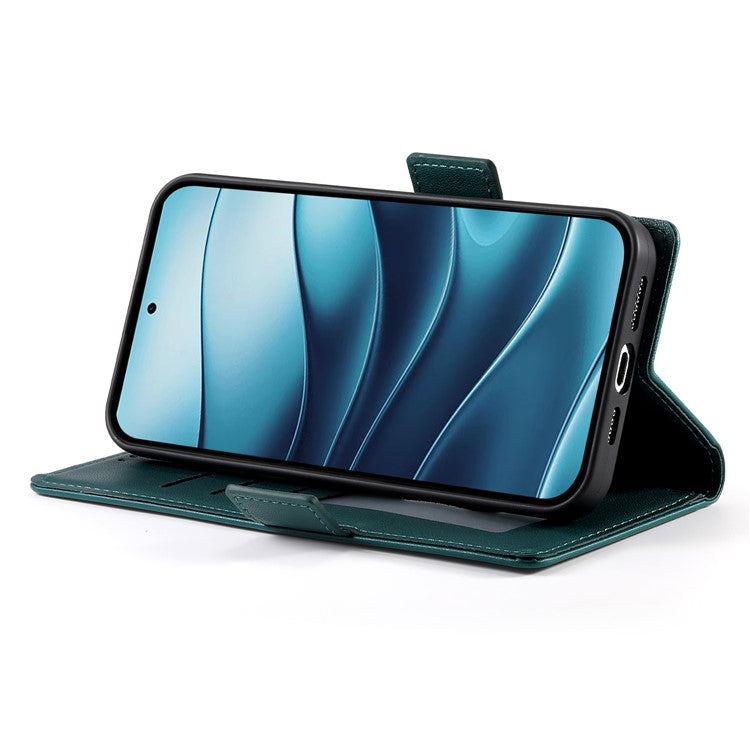 DF-010 For Xiaomi Redmi Note 14 5G / 14 4G Stand Case PU Leather Wallet Phone Cover - Blackish Green