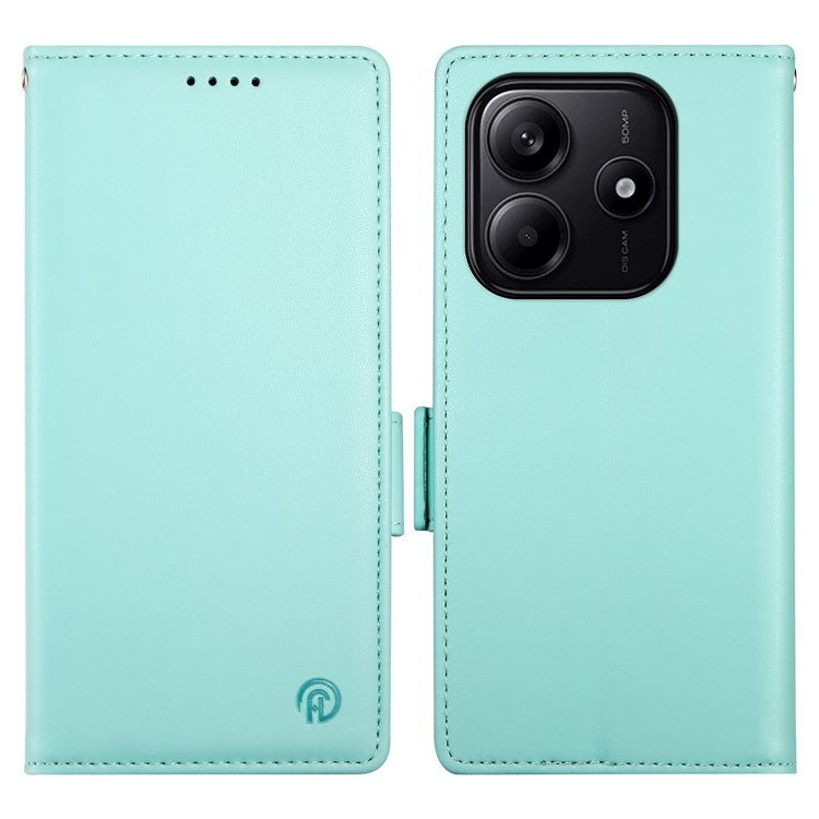 DF-010 For Xiaomi Redmi Note 14 5G / 14 4G Stand Case PU Leather Wallet Phone Cover - Mint Green