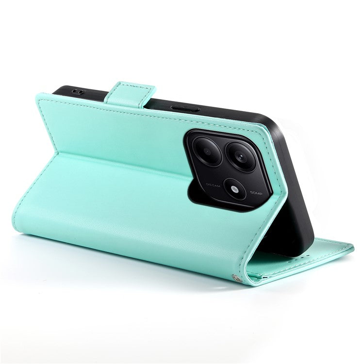 DF-010 For Xiaomi Redmi Note 14 5G / 14 4G Stand Case PU Leather Wallet Phone Cover - Mint Green