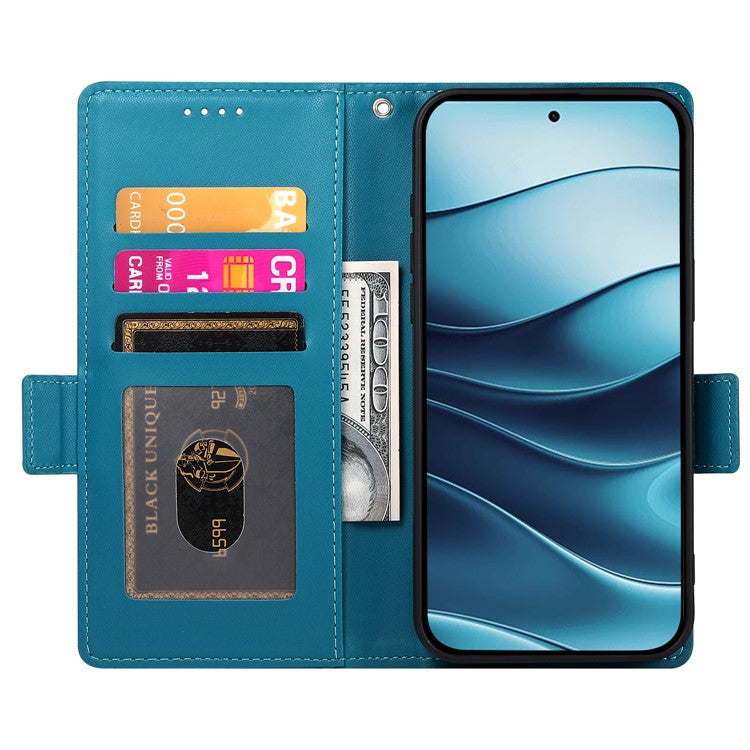 DF-010 For Xiaomi Redmi Note 14 5G / 14 4G Stand Case PU Leather Wallet Phone Cover - Blue