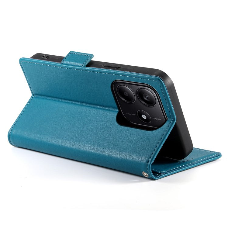 DF-010 For Xiaomi Redmi Note 14 5G / 14 4G Stand Case PU Leather Wallet Phone Cover - Blue