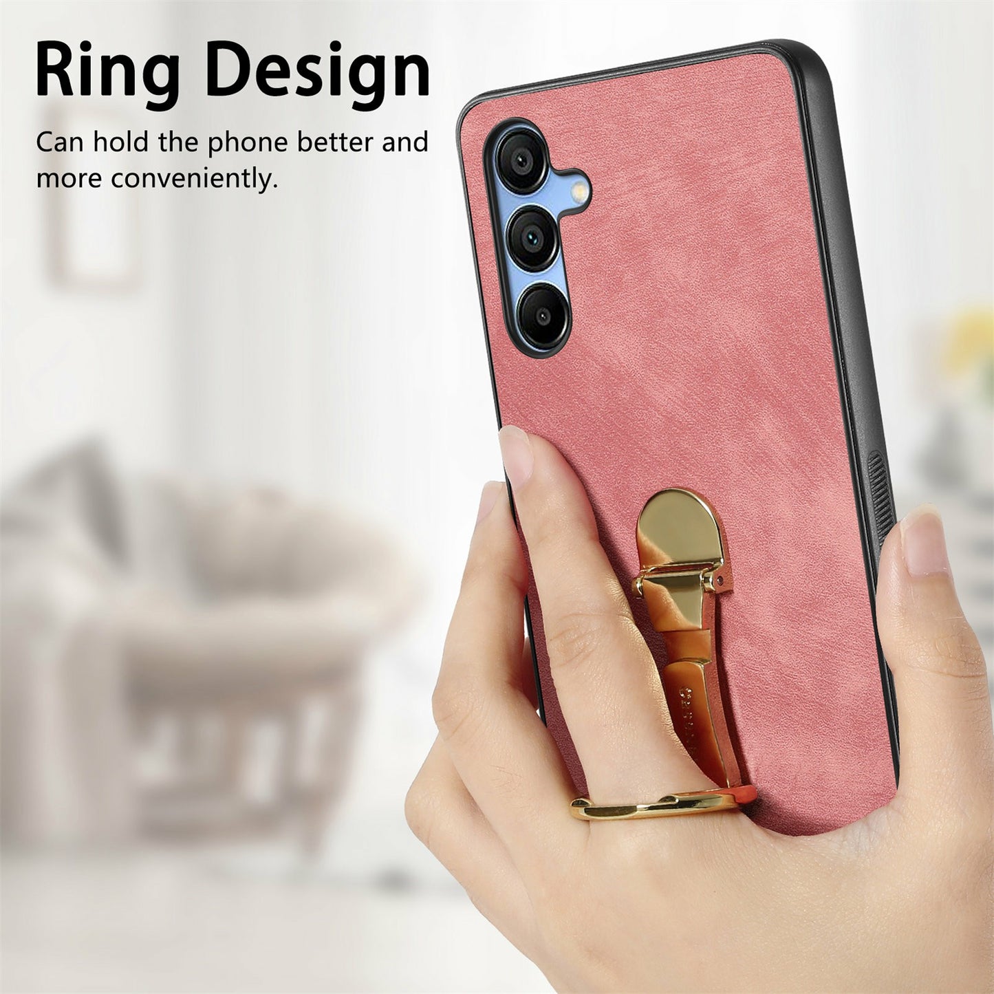 CASENEO D22 For Samsung Galaxy A16 4G / 5G Case Folding Kickstand Retro Leather Back Phone Cover - Pink