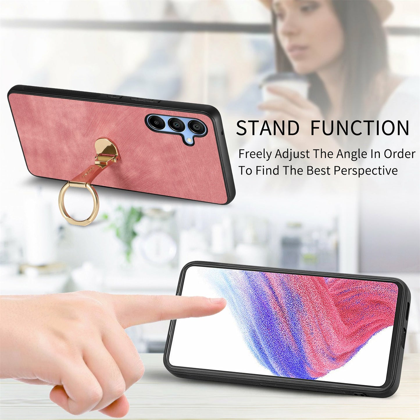 CASENEO D22 For Samsung Galaxy A16 4G / 5G Case Folding Kickstand Retro Leather Back Phone Cover - Purple