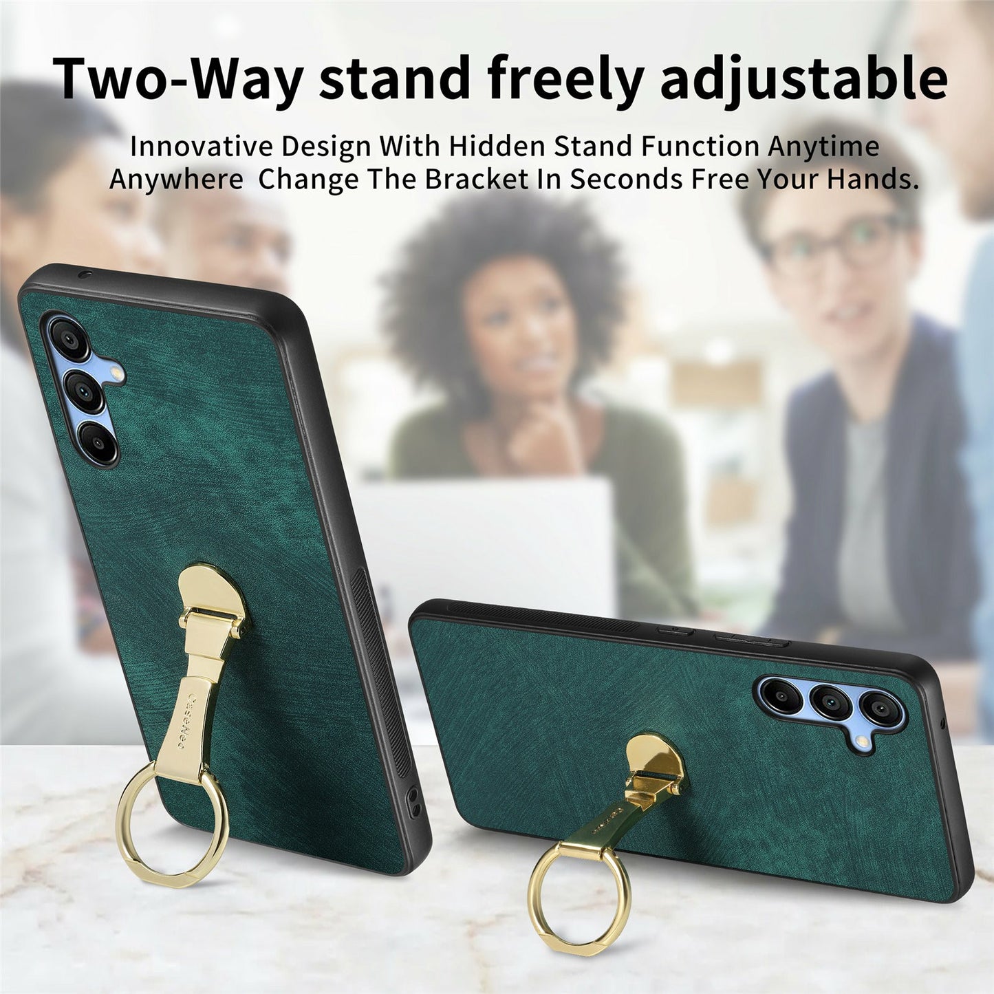 CASENEO D22 For Samsung Galaxy A16 4G / 5G Case Folding Kickstand Retro Leather Back Phone Cover - Blue