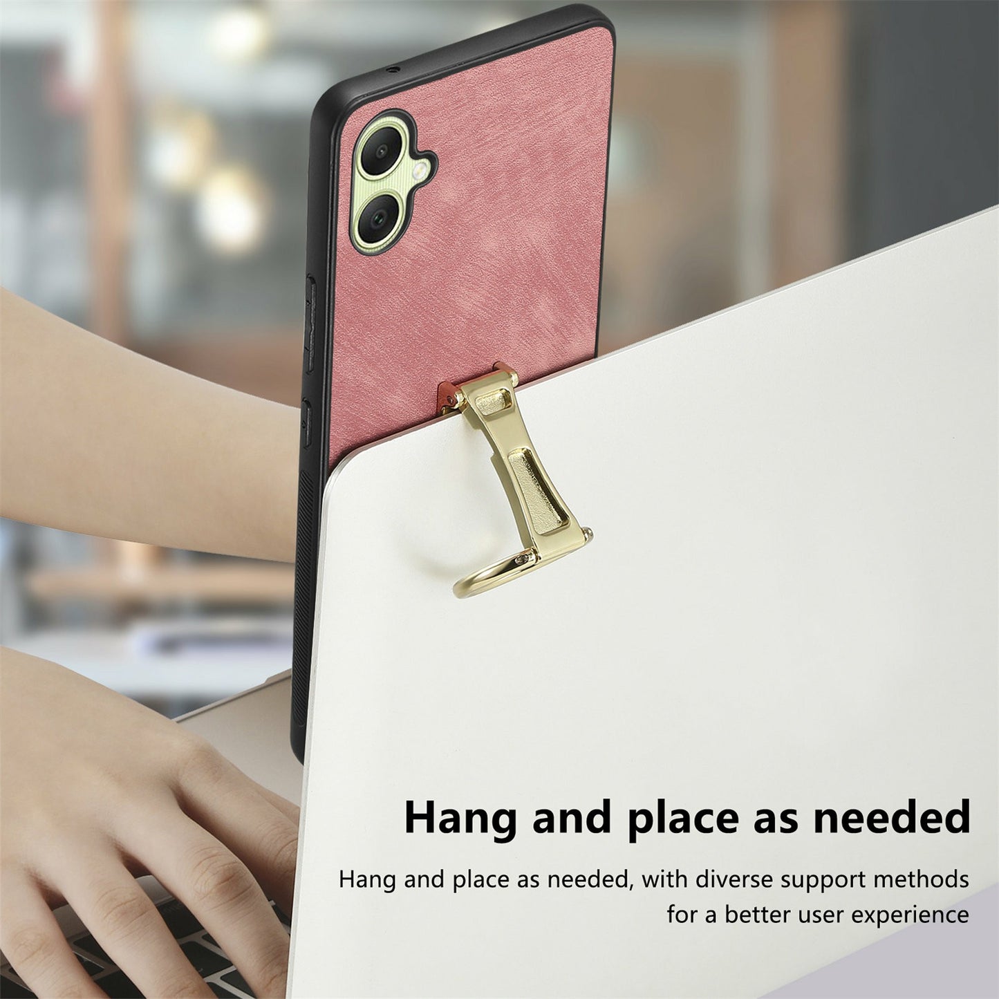 CASENEO D22 For Samsung Galaxy A06 Case Folding Kickstand Retro Leather Back Phone Cover - Pink