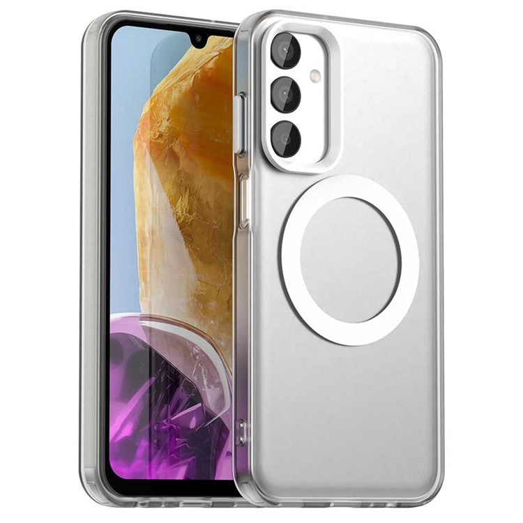 For Samsung Galaxy M15 5G / F15 5G Case Compatible with MagSafe PC+TPU+PET Anti-Drop Phone Cover - White