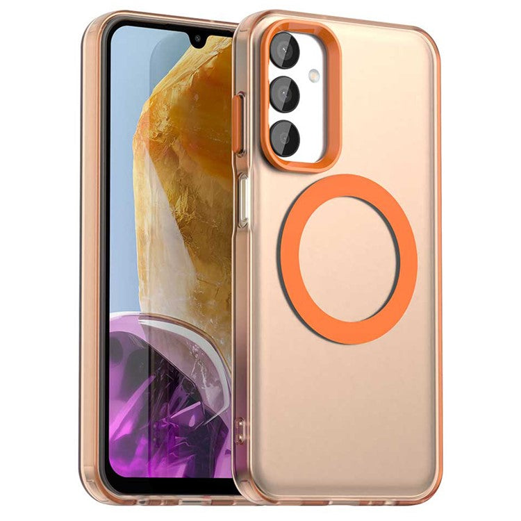 For Samsung Galaxy M15 5G / F15 5G Case Compatible with MagSafe PC+TPU+PET Anti-Drop Phone Cover - Orange