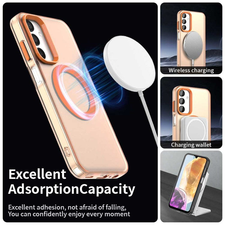 For Samsung Galaxy M15 5G / F15 5G Case Compatible with MagSafe PC+TPU+PET Anti-Drop Phone Cover - Orange