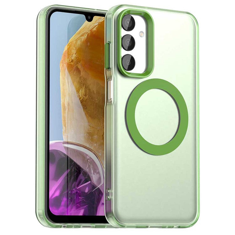 For Samsung Galaxy M15 5G / F15 5G Case Compatible with MagSafe PC+TPU+PET Anti-Drop Phone Cover - Green