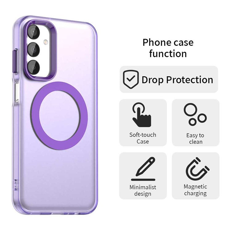 For Samsung Galaxy M15 5G / F15 5G Case Compatible with MagSafe PC+TPU+PET Anti-Drop Phone Cover - Purple