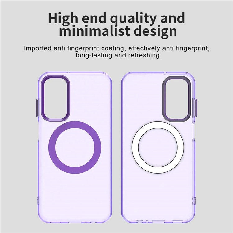 For Samsung Galaxy M15 5G / F15 5G Case Compatible with MagSafe PC+TPU+PET Anti-Drop Phone Cover - Purple