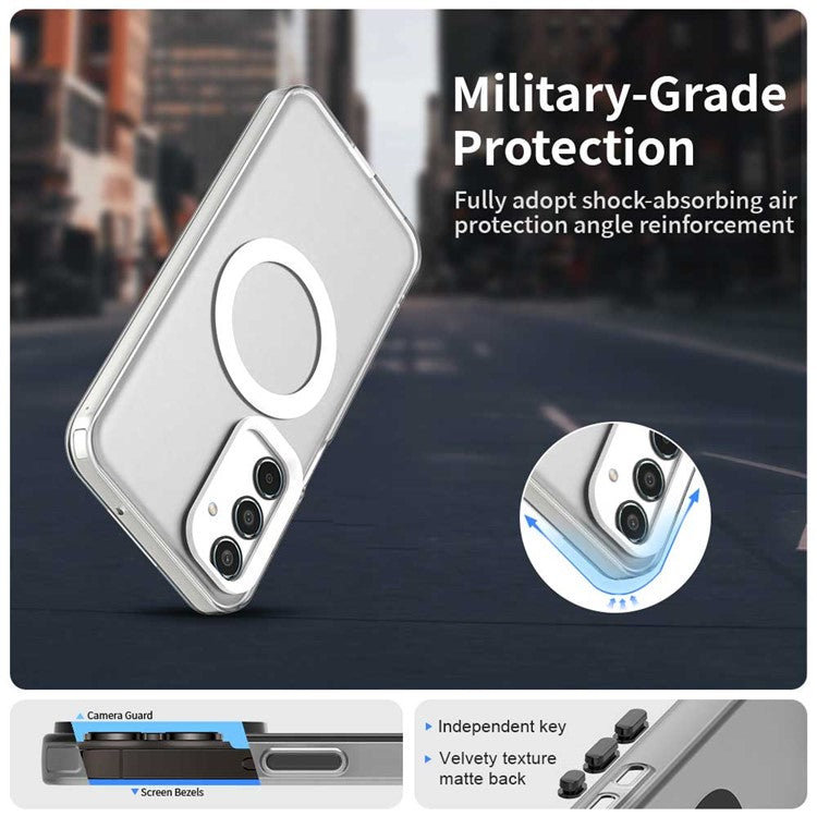 For Samsung Galaxy M35 5G Case Compatible with MagSafe PC+TPU+PET Anti-Drop Phone Cover - White