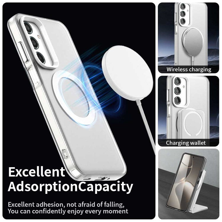 For Samsung Galaxy M35 5G Case Compatible with MagSafe PC+TPU+PET Anti-Drop Phone Cover - White