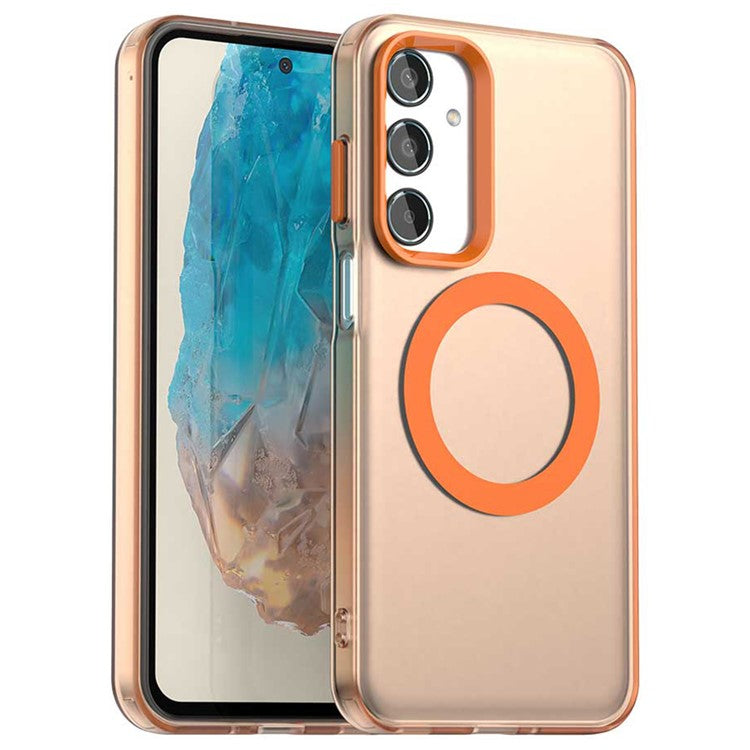For Samsung Galaxy M35 5G Case Compatible with MagSafe PC+TPU+PET Anti-Drop Phone Cover - Orange