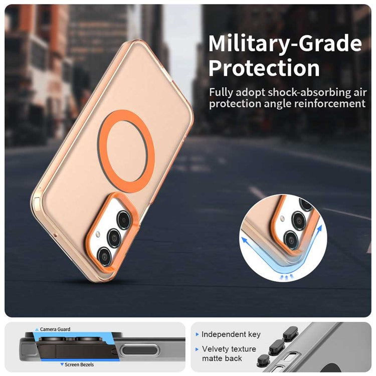 For Samsung Galaxy M35 5G Case Compatible with MagSafe PC+TPU+PET Anti-Drop Phone Cover - Orange