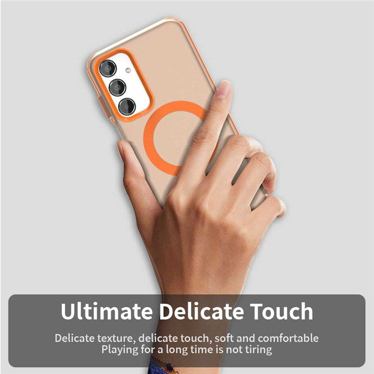 For Samsung Galaxy M35 5G Case Compatible with MagSafe PC+TPU+PET Anti-Drop Phone Cover - Orange