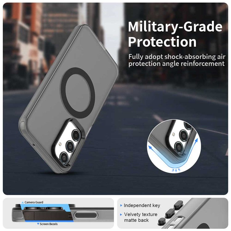 For Samsung Galaxy M35 5G Case Compatible with MagSafe PC+TPU+PET Anti-Drop Phone Cover - Black
