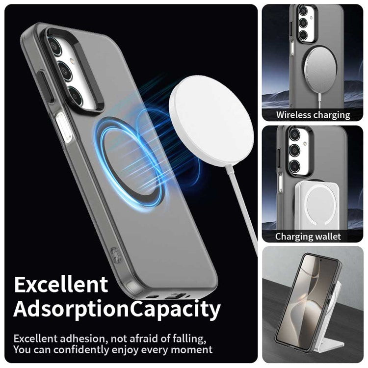For Samsung Galaxy M35 5G Case Compatible with MagSafe PC+TPU+PET Anti-Drop Phone Cover - Black