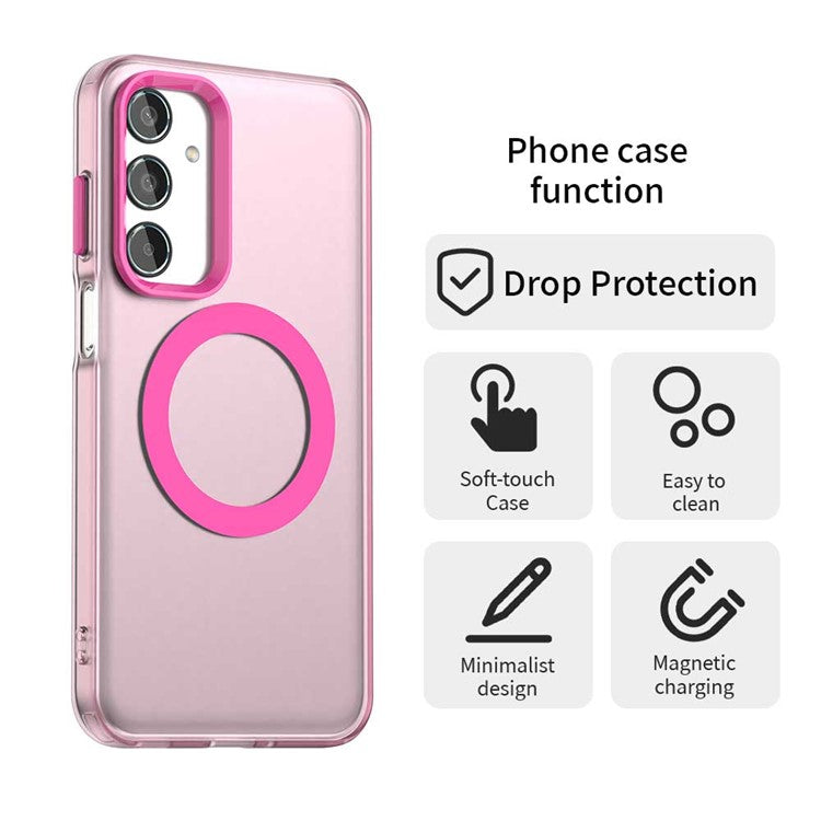 For Samsung Galaxy M35 5G Case Compatible with MagSafe PC+TPU+PET Anti-Drop Phone Cover - Red