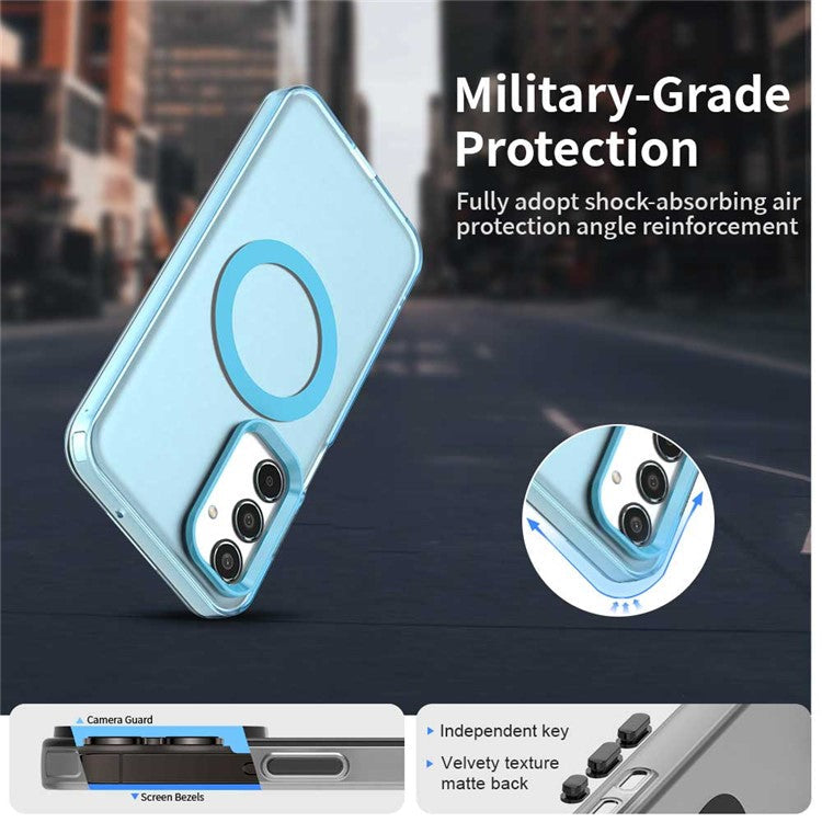 For Samsung Galaxy M35 5G Case Compatible with MagSafe PC+TPU+PET Anti-Drop Phone Cover - Blue