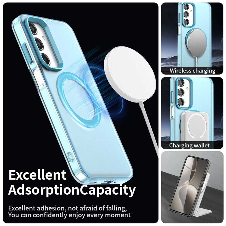 For Samsung Galaxy M35 5G Case Compatible with MagSafe PC+TPU+PET Anti-Drop Phone Cover - Blue