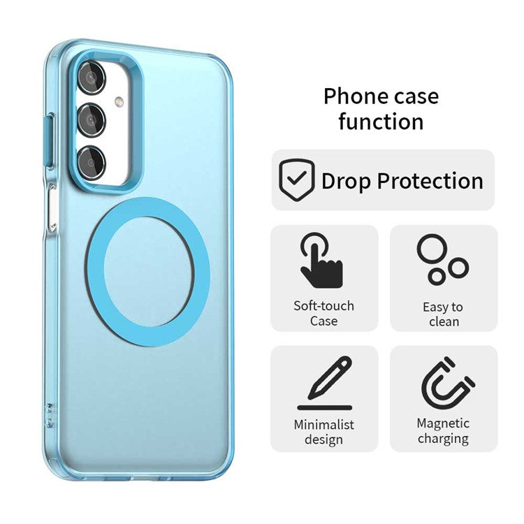 For Samsung Galaxy M35 5G Case Compatible with MagSafe PC+TPU+PET Anti-Drop Phone Cover - Blue