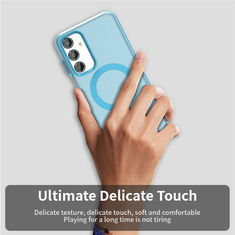 For Samsung Galaxy M35 5G Case Compatible with MagSafe PC+TPU+PET Anti-Drop Phone Cover - Blue