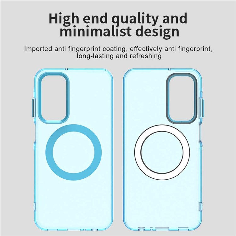 For Samsung Galaxy M35 5G Case Compatible with MagSafe PC+TPU+PET Anti-Drop Phone Cover - Blue