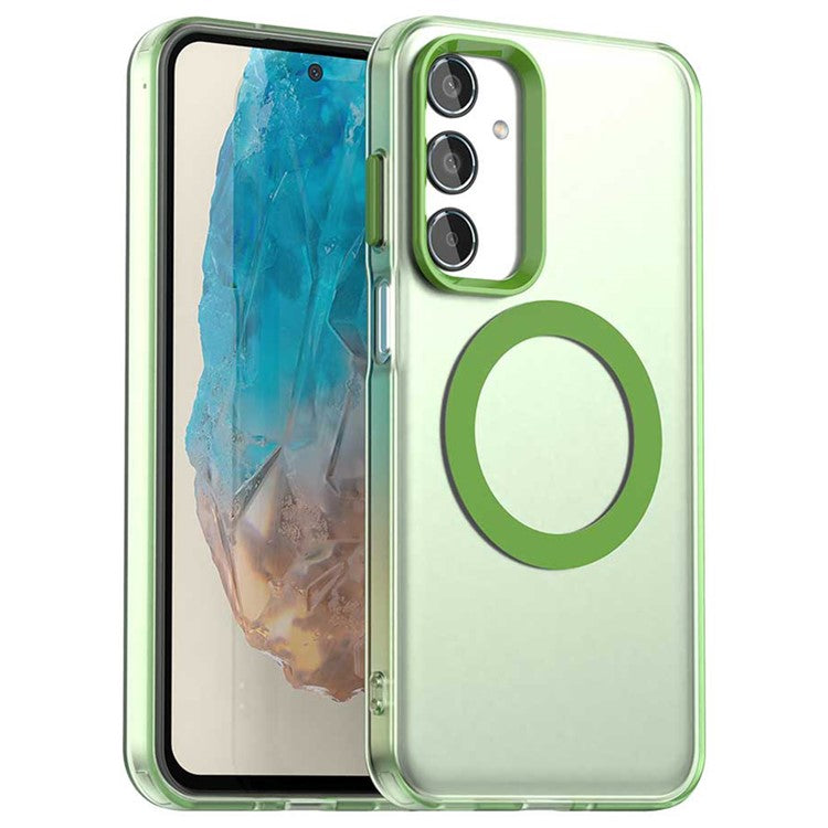 For Samsung Galaxy M35 5G Case Compatible with MagSafe PC+TPU+PET Anti-Drop Phone Cover - Green