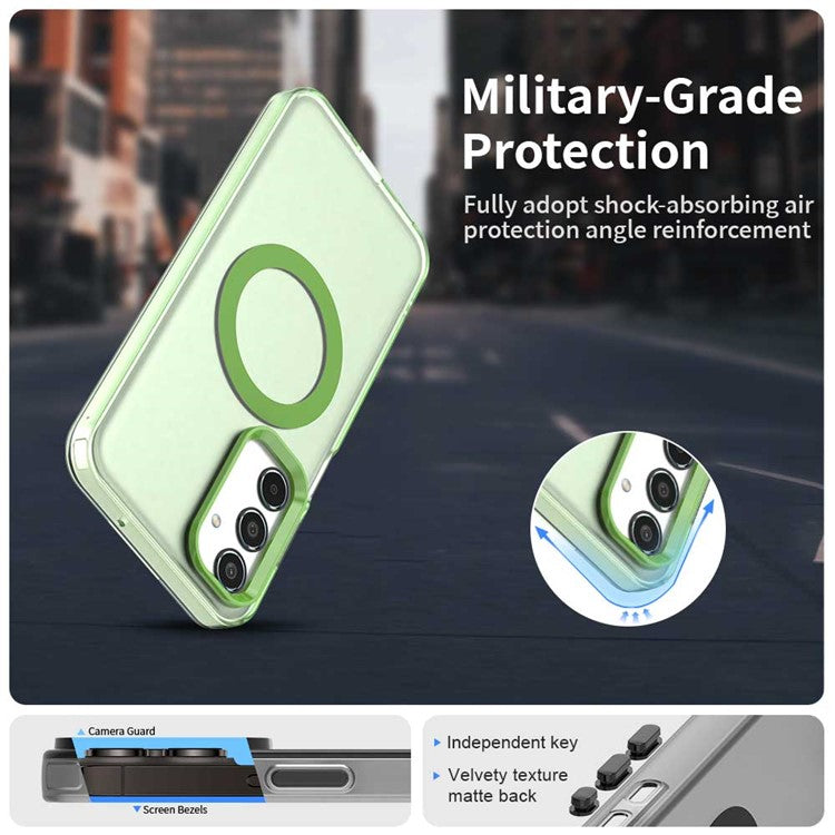For Samsung Galaxy M35 5G Case Compatible with MagSafe PC+TPU+PET Anti-Drop Phone Cover - Green