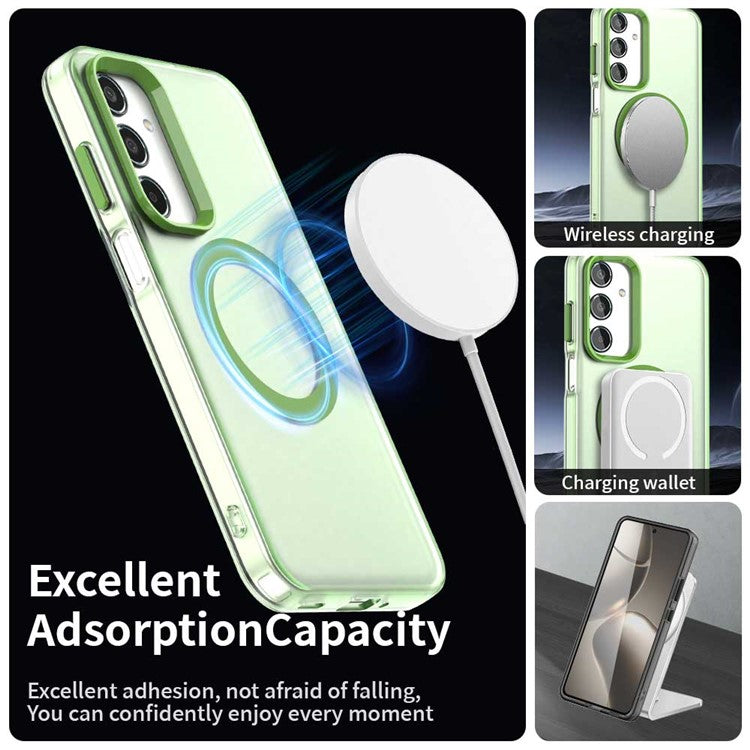For Samsung Galaxy M35 5G Case Compatible with MagSafe PC+TPU+PET Anti-Drop Phone Cover - Green