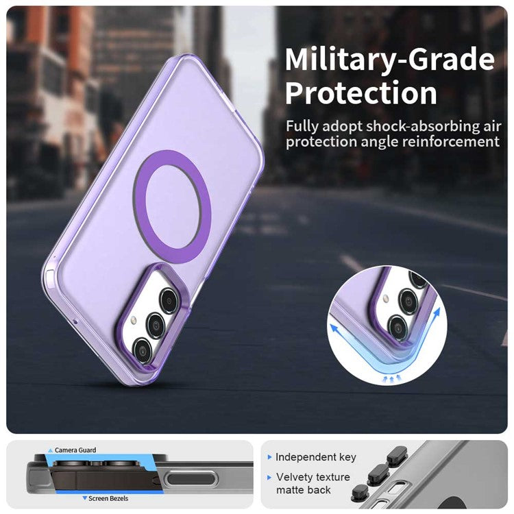 For Samsung Galaxy M35 5G Case Compatible with MagSafe PC+TPU+PET Anti-Drop Phone Cover - Purple
