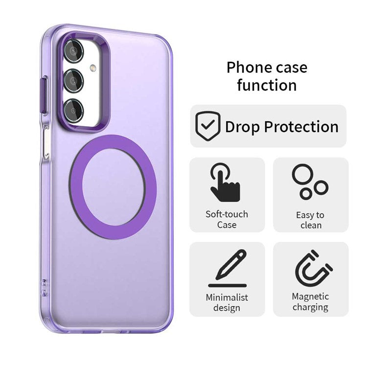 For Samsung Galaxy M35 5G Case Compatible with MagSafe PC+TPU+PET Anti-Drop Phone Cover - Purple