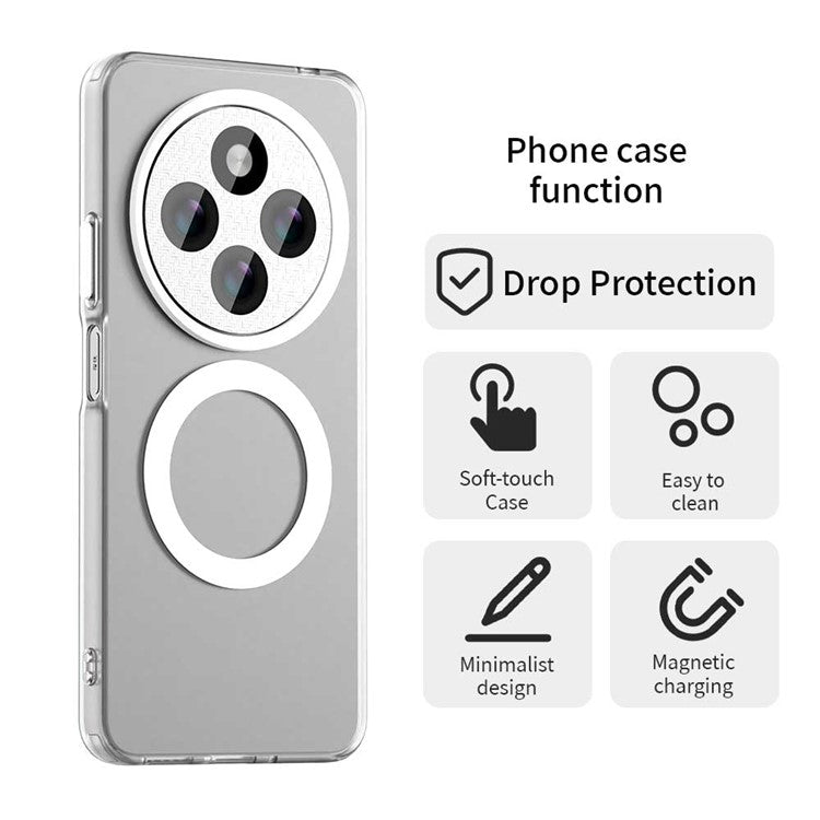 For Xiaomi Poco C75 4G / Redmi 14R 5G / 14C 4G Case Compatible with MagSafe PC+TPU+PET Anti-Drop Phone Cover - White