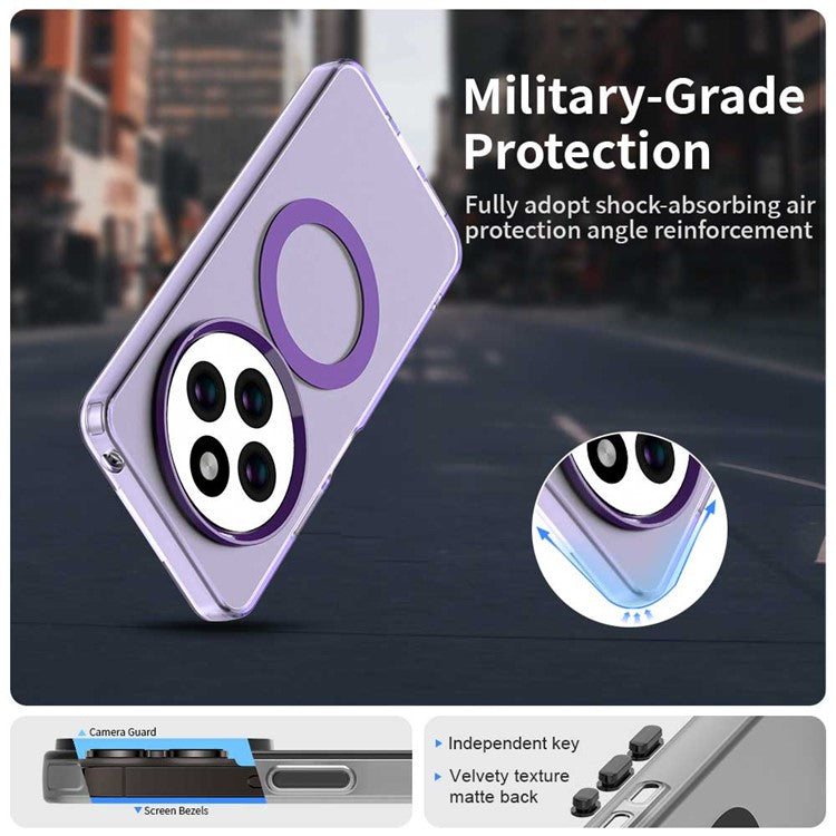 For Xiaomi Poco C75 4G / Redmi 14R 5G / 14C 4G Case Compatible with MagSafe PC+TPU+PET Anti-Drop Phone Cover - Purple