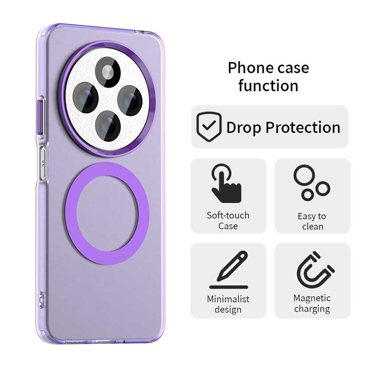 For Xiaomi Poco C75 4G / Redmi 14R 5G / 14C 4G Case Compatible with MagSafe PC+TPU+PET Anti-Drop Phone Cover - Purple
