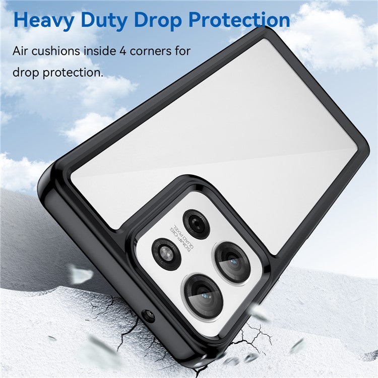 For Motorola Moto G75 5G Case TPU+Acrylic Protective Clear Phone Cover - Black